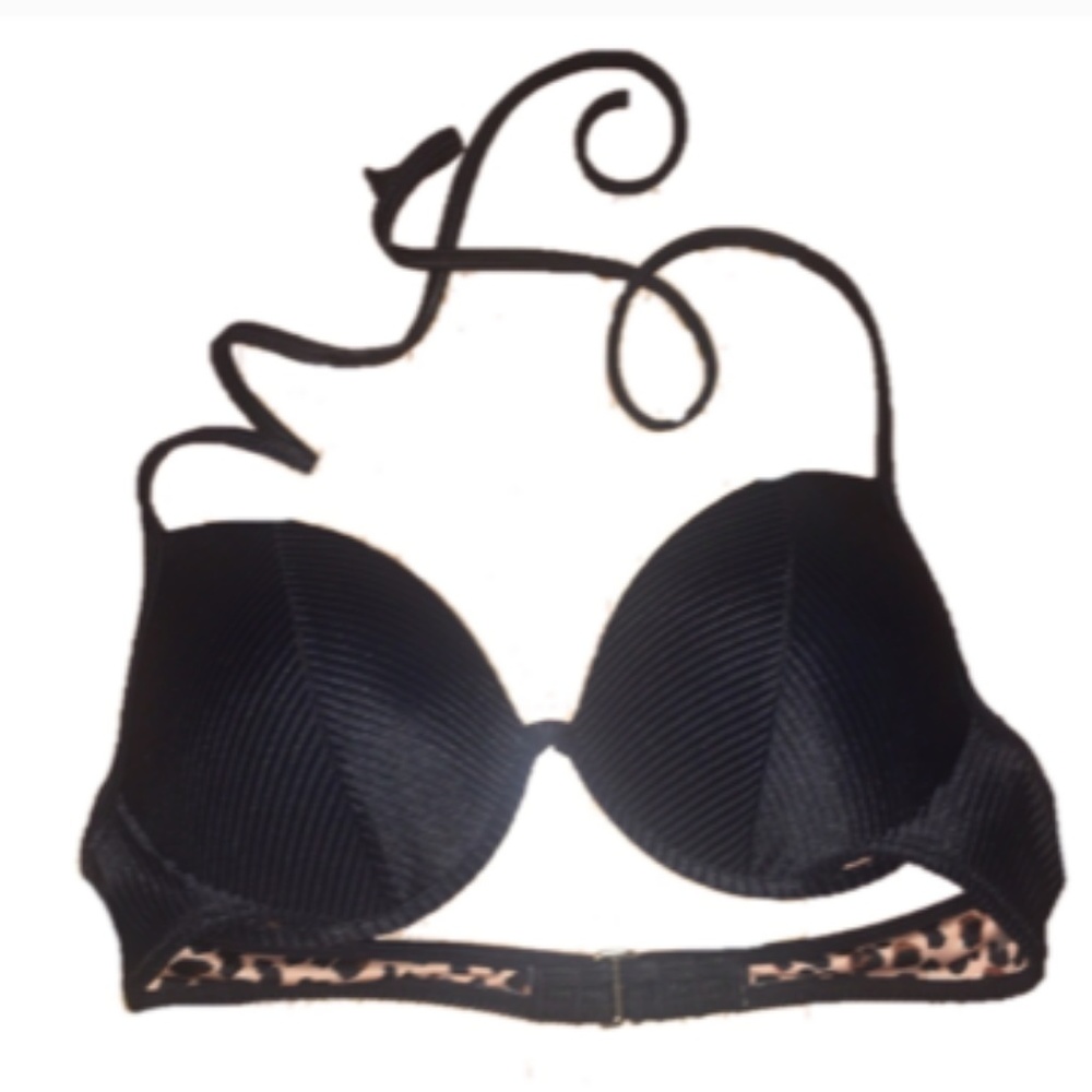 Shade & Shore Black striped ribbed Bikini 34b New!